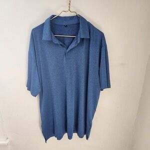 Mens Blue Heathered Polo‎ Shirt Size 3XL Polyester Spandex Short Sleeve